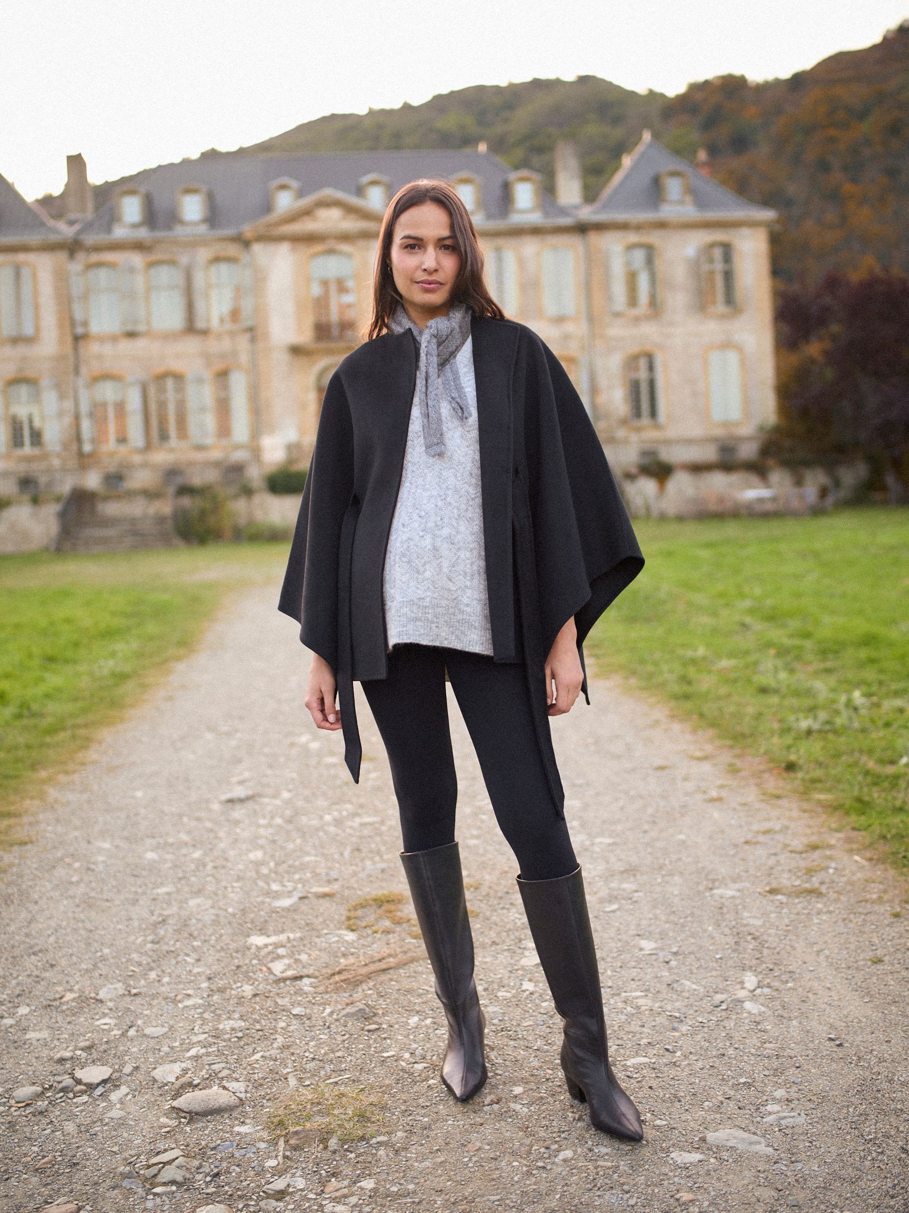 Seraphine Belted Maternity Cape Coat