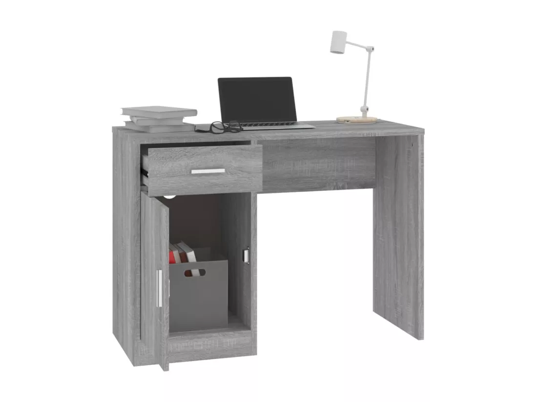 Bureau avec tiroir et armoire Sonoma gris 100x40x73 cm
