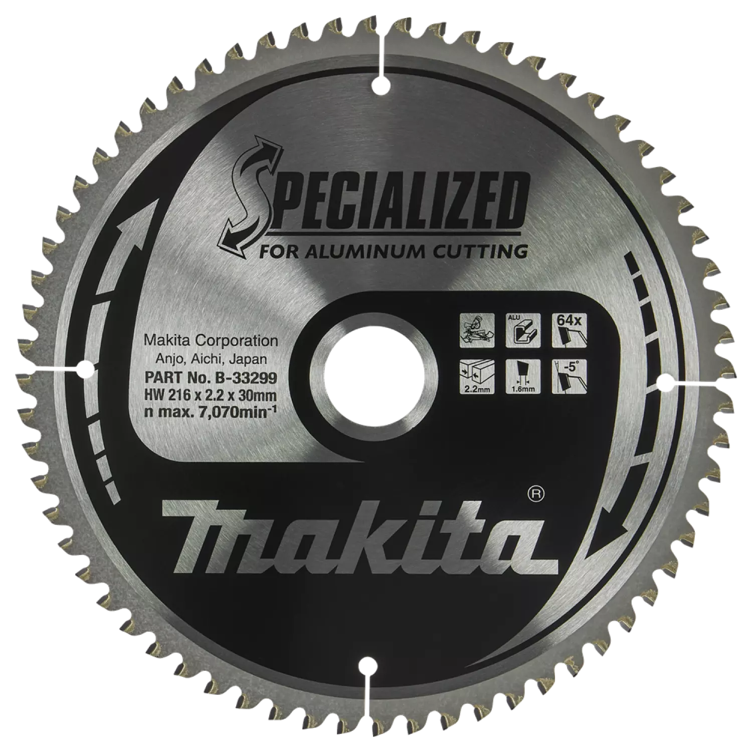 Makita B-33299 Cirkelzaagblad - Aluminium Specialized - 216x30x2,2mm - 64T