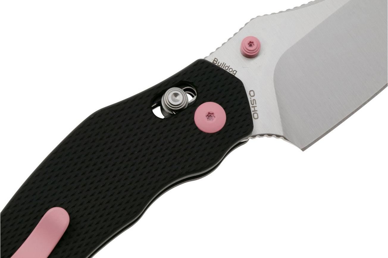 Kizer Vanguard Bulldog V3672C1 Satin 154CM, Black Aluminum Pink Hardware zakmes, O.SHO design