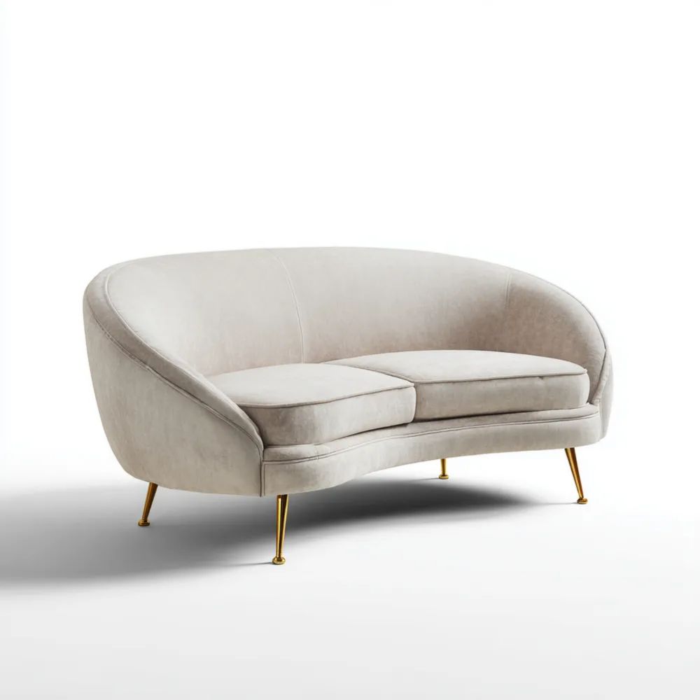 2-Sitzer-Sofa Samtpolster 180x85x75 cm - Beige - Modernes Design