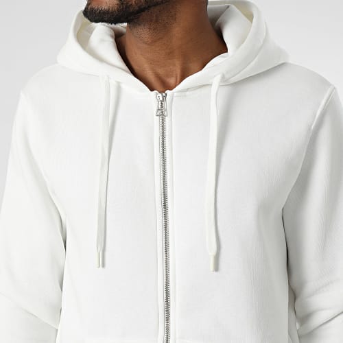 Sweat Zippé Capuche Blanc