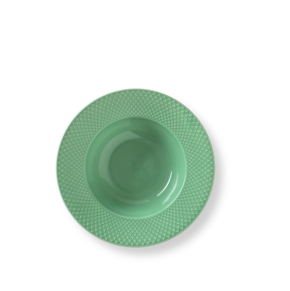 Lyngby Porcelæn  Rhombe Color dyb tallerken, grøn -  Ø: 24,5 cm.