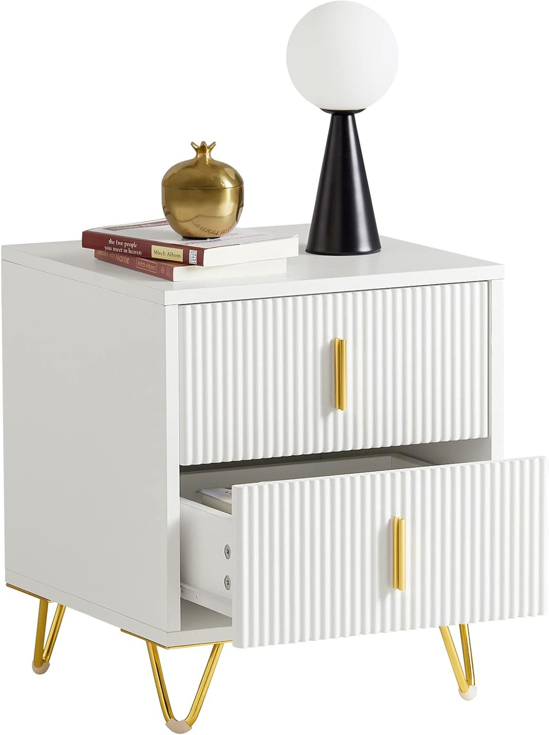 SoBuy Nachttisch 2er Set, Nachtschrank mit 2 Schubladen, Moderner Beistelltisch für Schlafzimmer, Weiß B40 x T40 x H47 cm FBT115-Wx2 AA9729796