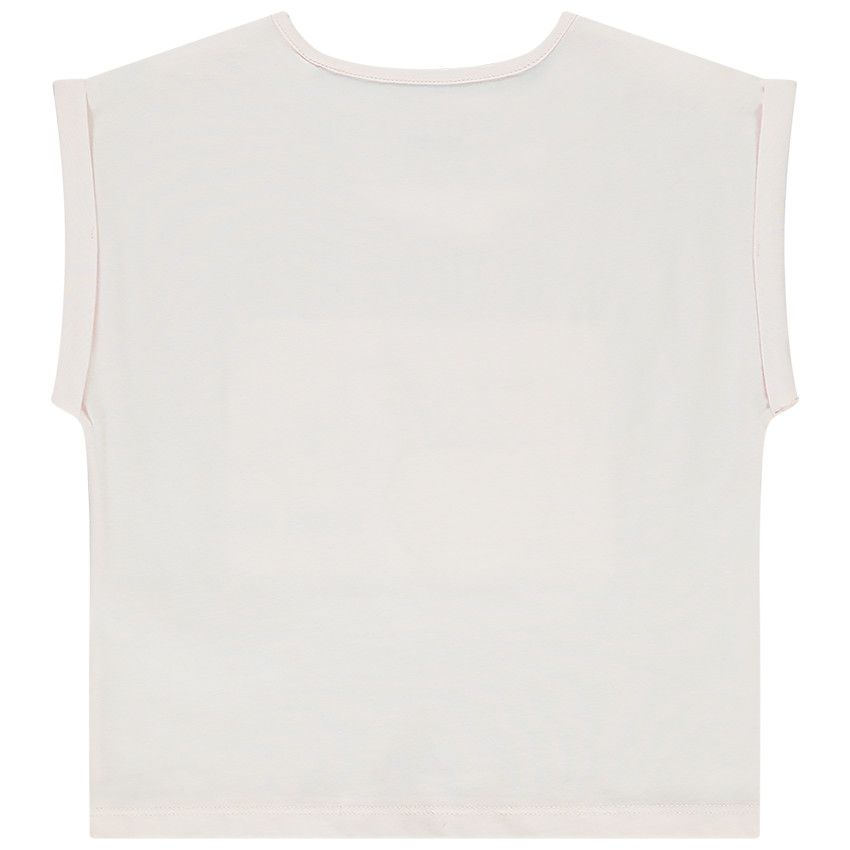 T-shirt forme boîte manches courtes print fantaisie fluo pour fille - Lilas