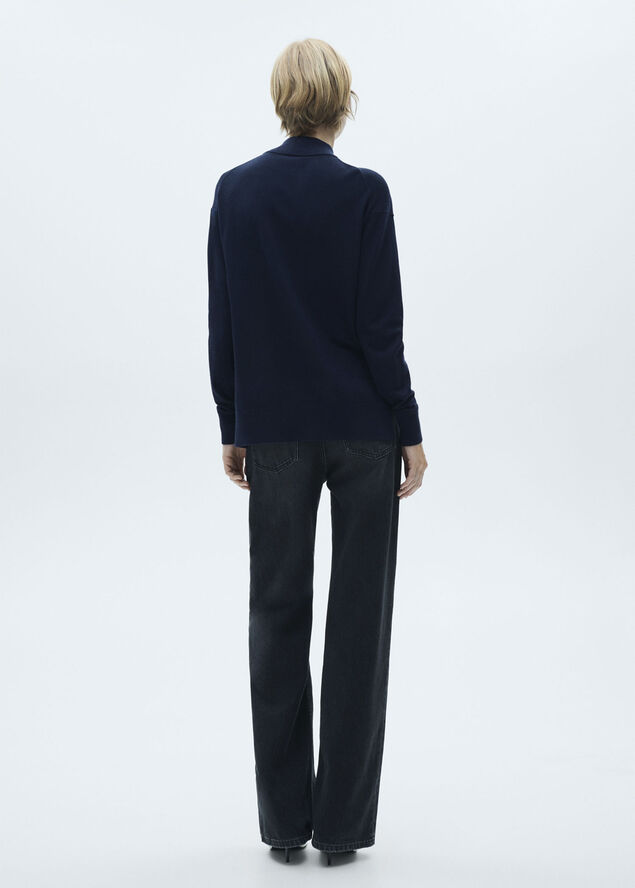 MANGO Perkins neck knitted sweater Navy