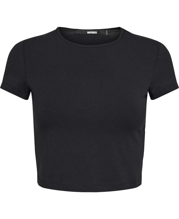 ROTATE Birger Christensen Cropped T-Shirt Black