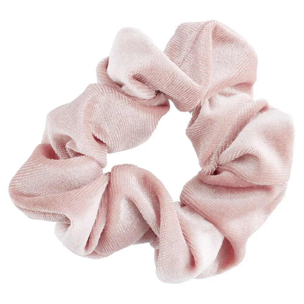 Chouchou velours marron rose blanc x3