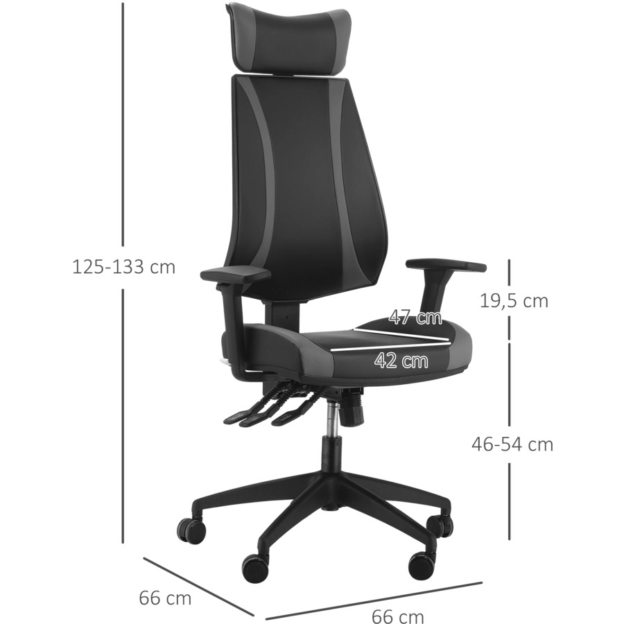 HOMCOM Bürostuhl dicke Polsterung, ergonomisch geformt, gemütliche polsterung Schwarz