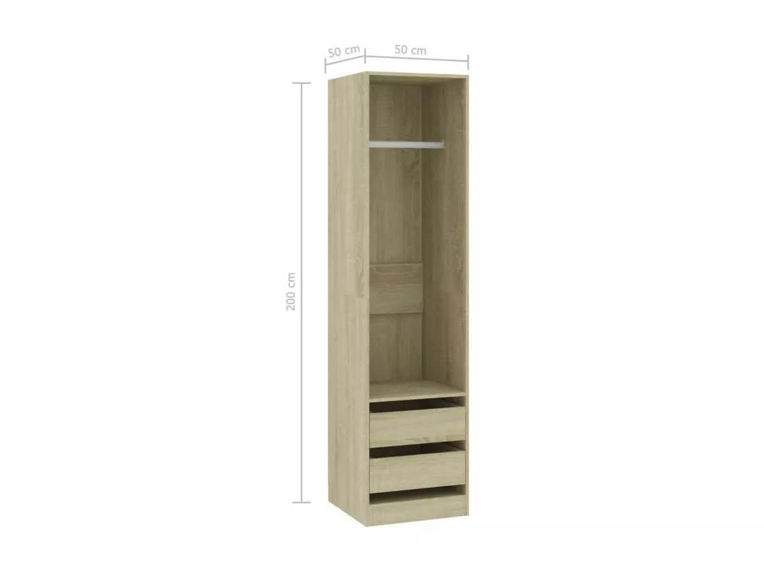 Garde-robe avec tiroirs Chêne sonoma 50x50x200