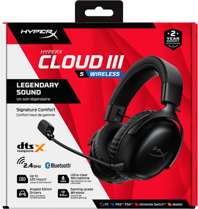 HyperX Cloud III S Trådløst gaming headset (sort)
