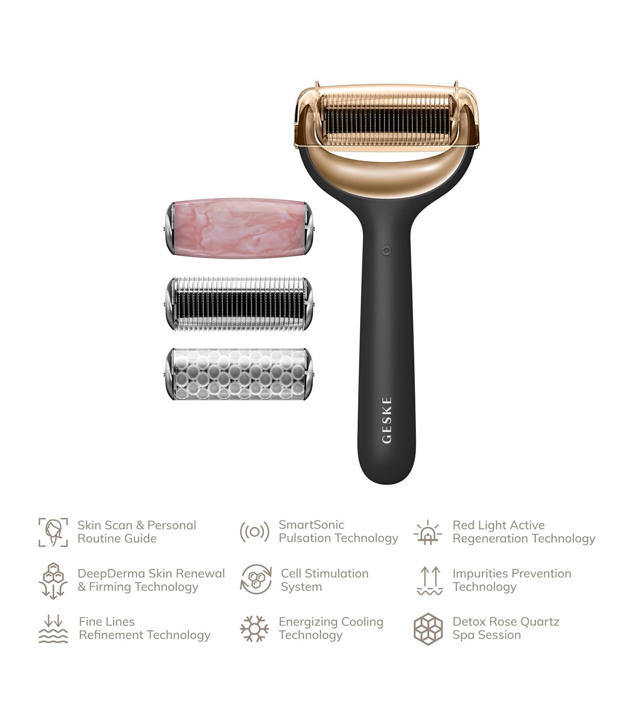 GESKE - Rolo facial e corporal com microagulhas 9 em 1 - Ouro Preto
