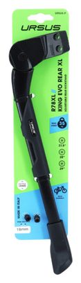 BEQUILLE VELO LATERALE ARRIERE URSUS KING EVO 27.5-29'' NOIRE REGLABLE FIXATION 2 VIS SUR BASE ENTRAXE 18mm - SUPPORTE 35Kgs (LIVRE SUR CARTE)