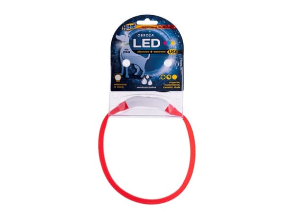 HILTON LED-silikone 1,4x0,8x40 cm med USB - hundehalsbånd