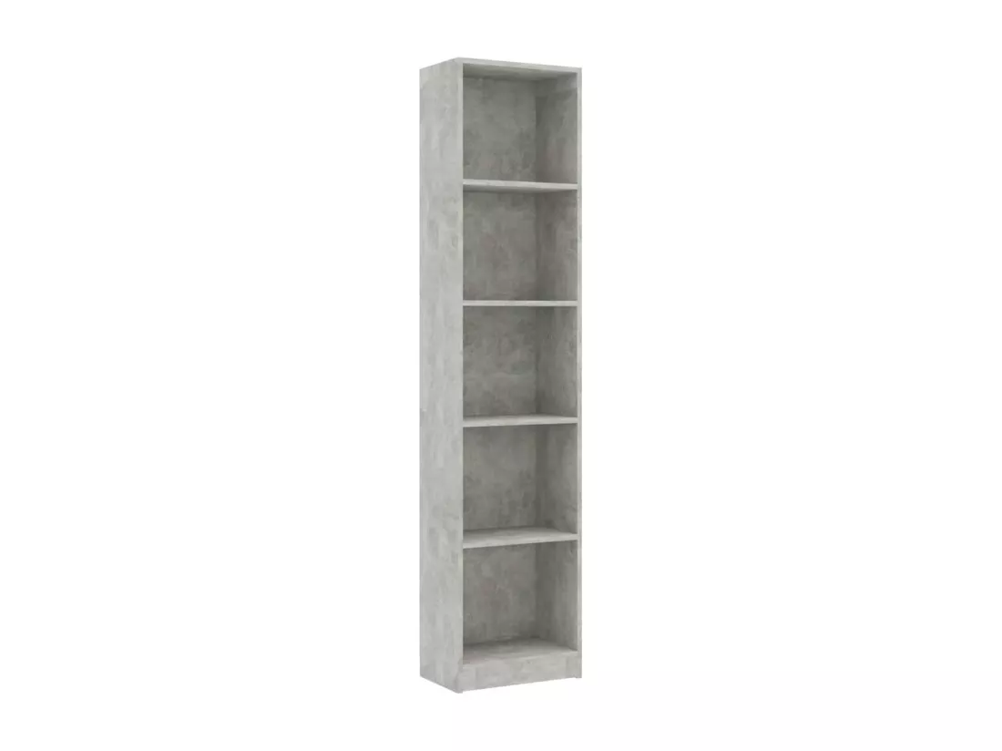 Bibliothèque à 5 niveaux Gris béton 40x24x175 cm Aggloméré