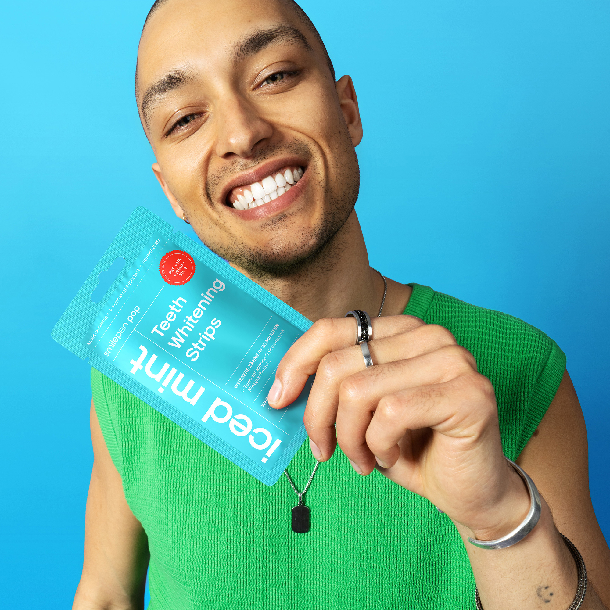 (14er Set) Zahnbleaching Pop Whitening Strips zur Zahnaufhellung (SPCWSMI) - Iced Mint