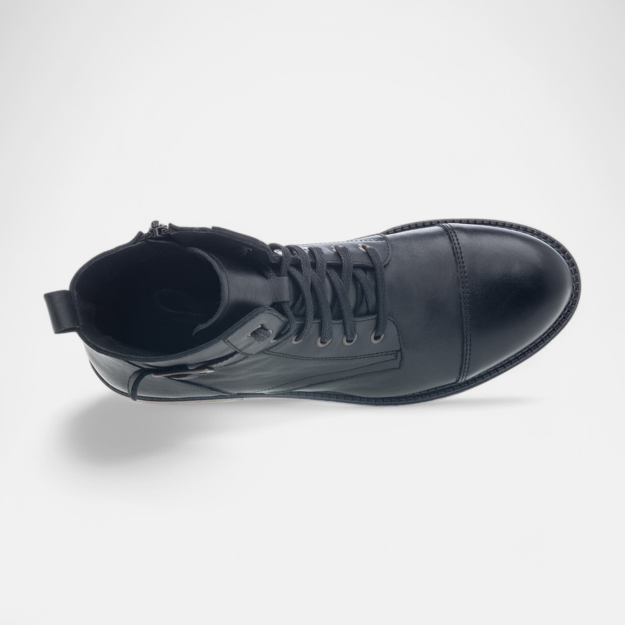 Bottines à lacets Femme en cuir noir