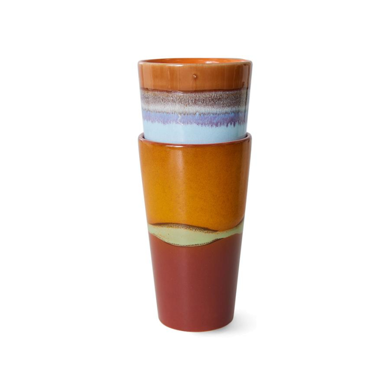 HKliving 70's Ceramic Latte mok kopjes set van 2 clash