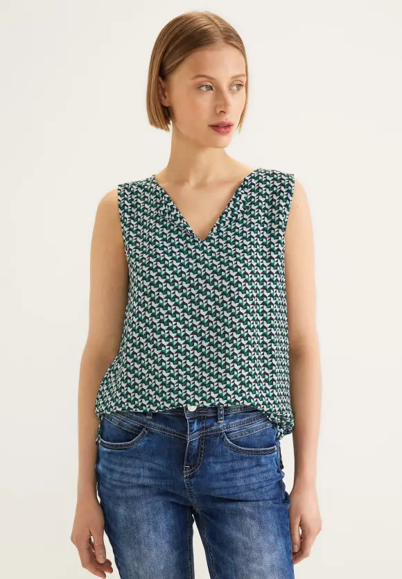 Minimalmuster Blusentop - lagoon green