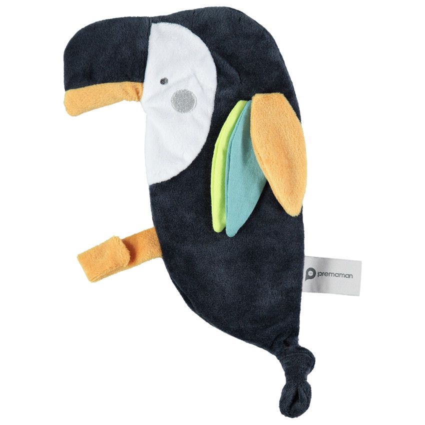 Doudou plat forme toucan - Gris foncé
