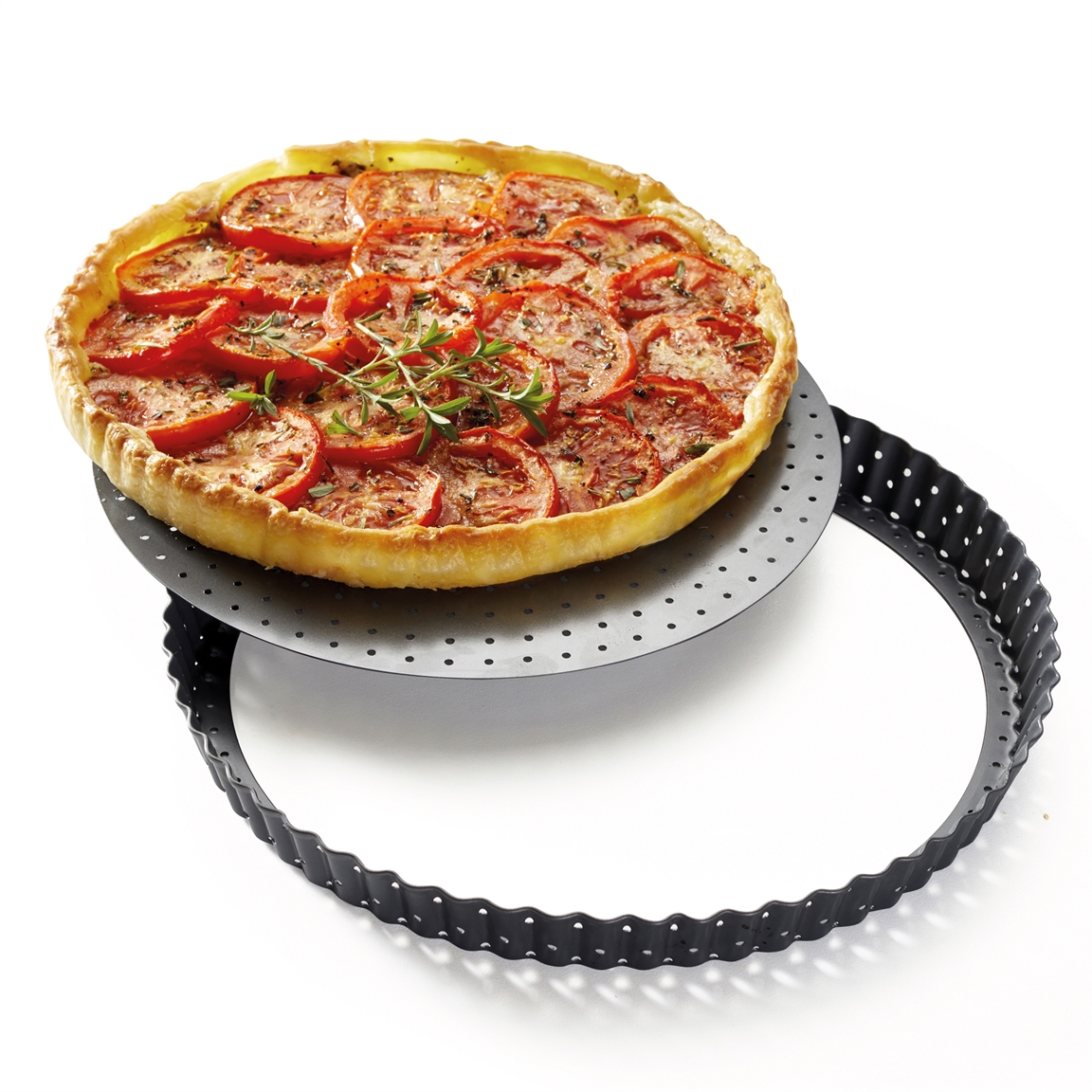 Moule à tarte perforée fond amovible ronde Rond