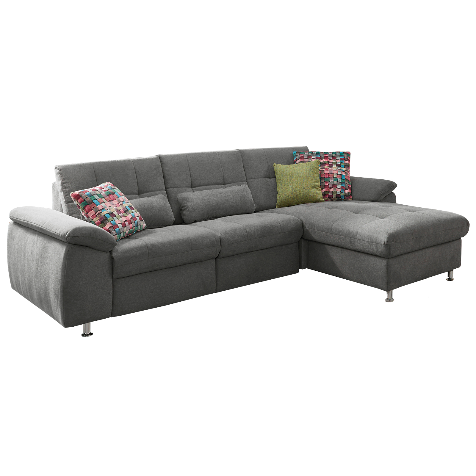 polsterpower Ecksofa - grau - Basismodell - Canapé rechts