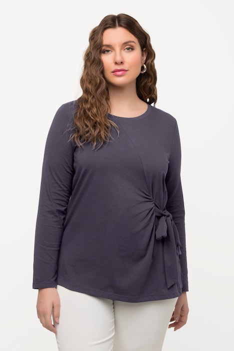 Shirt, Zierknoten, Classic, V-Ausschnitt, Langarm