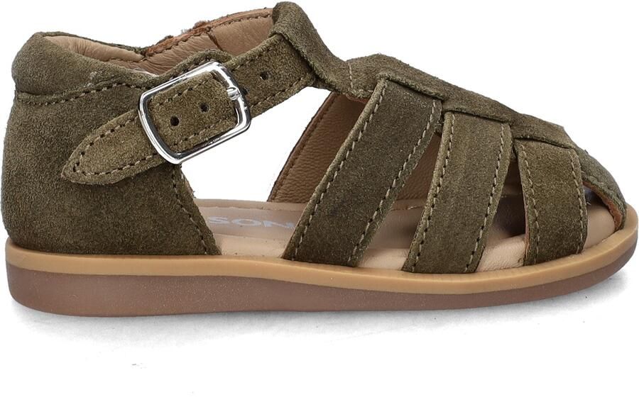 Nelson Kids suède sandalen kaki