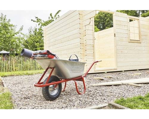 CAPITO Professionele Diepe Bak Kruiwagen EUROCAR 100 Liter Diepe Bak, Luchtbanden met Blokprofiel en Stalen Velg incl. Ergonomische Beukenhouten Handgrepen
