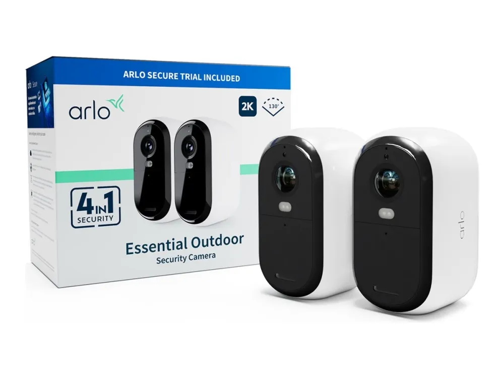 Arlo Essential - Netværksovervågningskamera - indendørs, udendørs - vejrfast - farve (Dag/nat) - 4 MP - 2560 x 1440 - audio - trådløs - WiFi (pakke med 2)