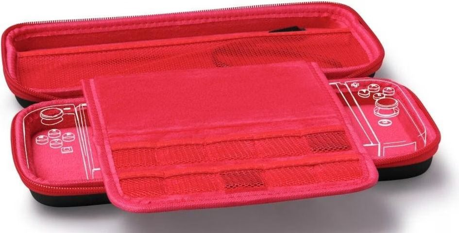 8in1 Schutz-Set für Nintendo Switch / Tasche / Schutzglas / Control Aufsätze / Gaming Zubehör (00115517) - Schwarz / Rot