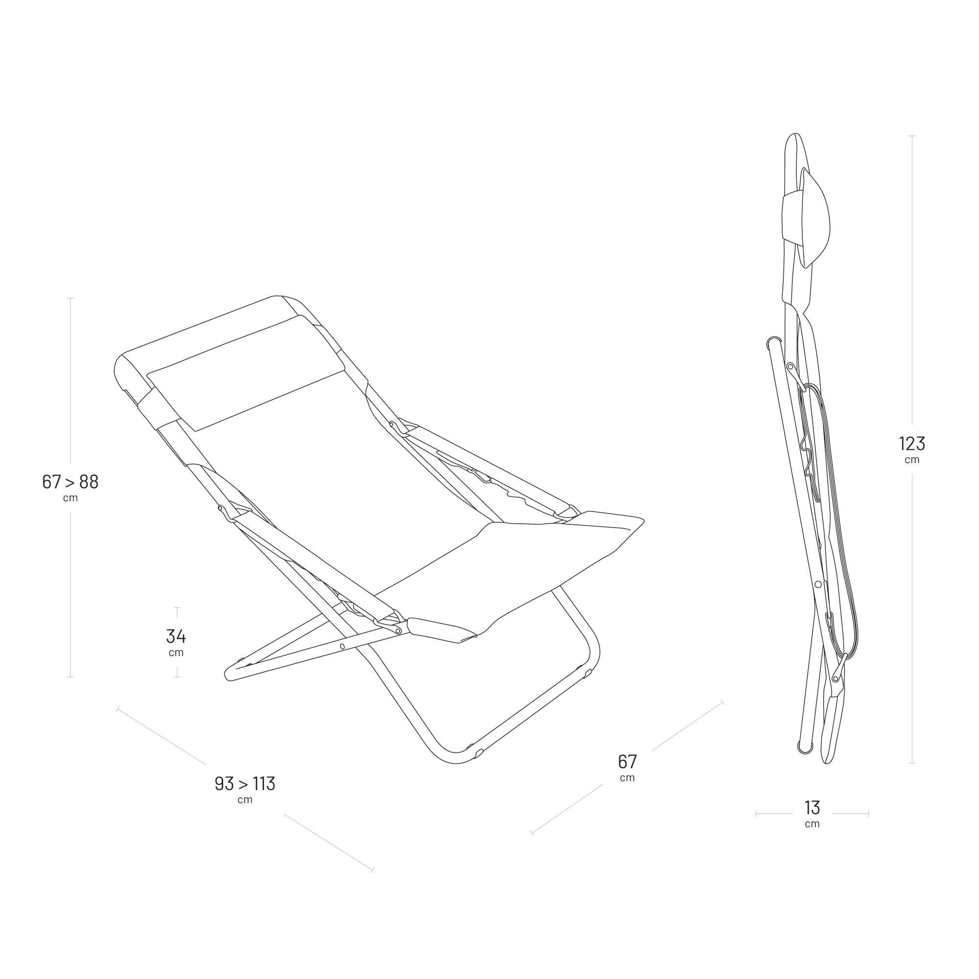 Klappbarer, gepolsterter Liegestuhl Transabed BeComfort® Grau Silver