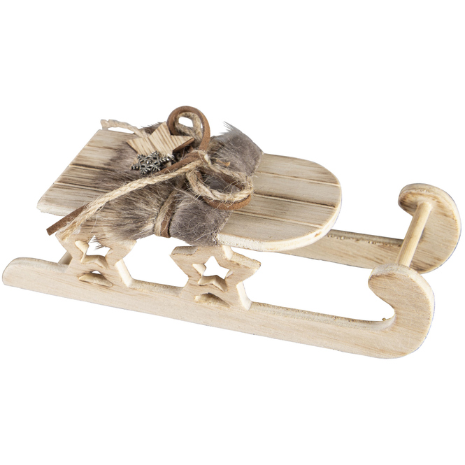 Deko-Schlitten - aus Holz - 16,5 x 6,5 x 4,5 cm - grau