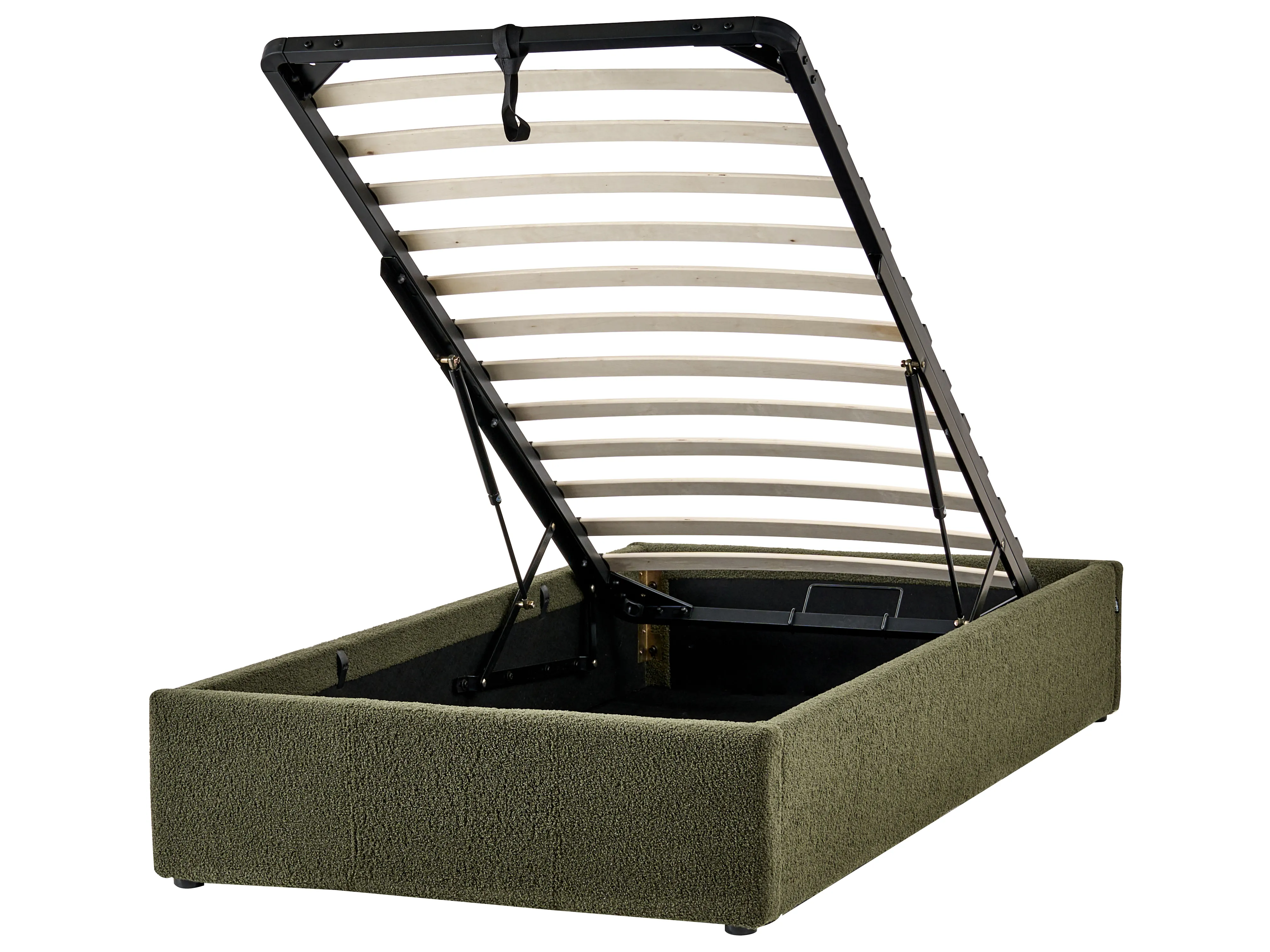 Opbergbed zonder hoofdbord Bouclé DINAN 90 x 200 cm Donkergroen