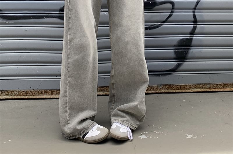 Beem - Mid Rise Washed Wide Leg Jeans