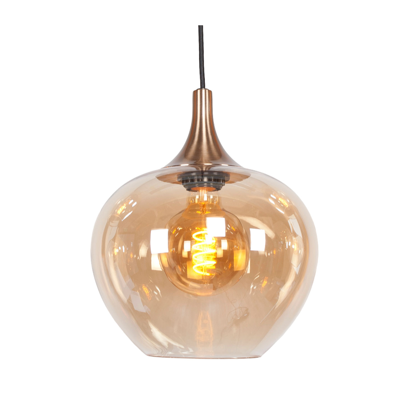 Hanglamp Fresu 1-Lichts brons/amber