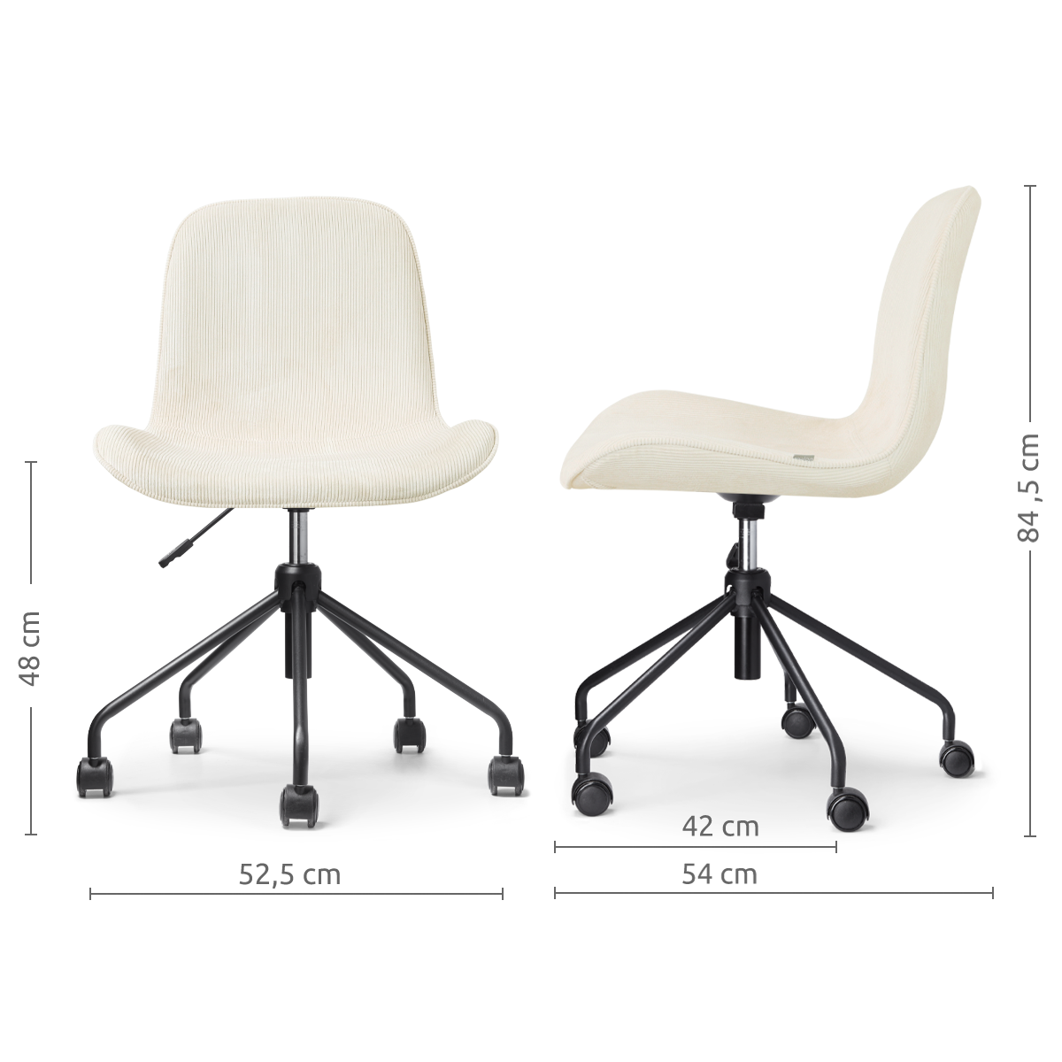 Bureaustoel Nout-Fé rib beige - zwart onderstel