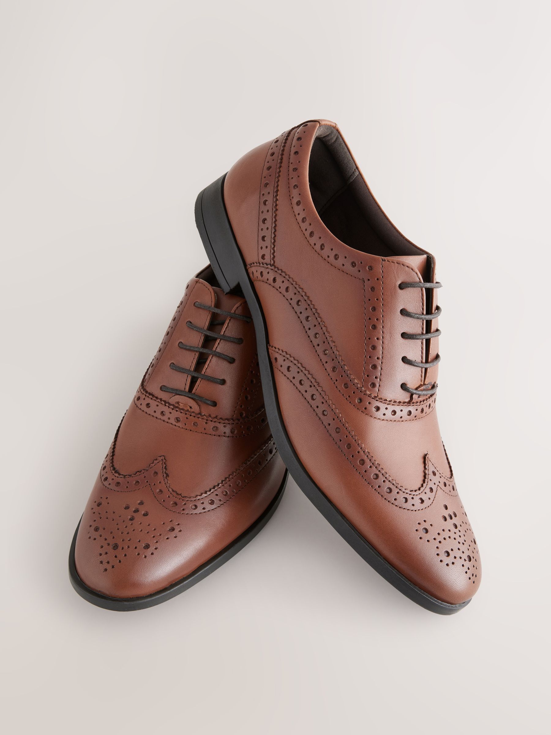 Lichtbruin - Standaard pasvorm - Leren Oxford brogues