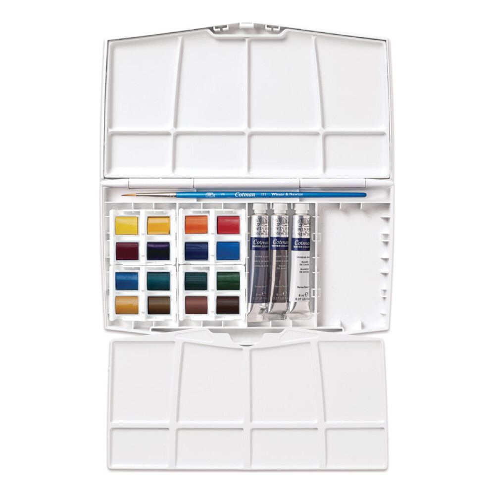 AKVARELLSETT WINSOR & NEWTON POCKETBOX 16 FARGER