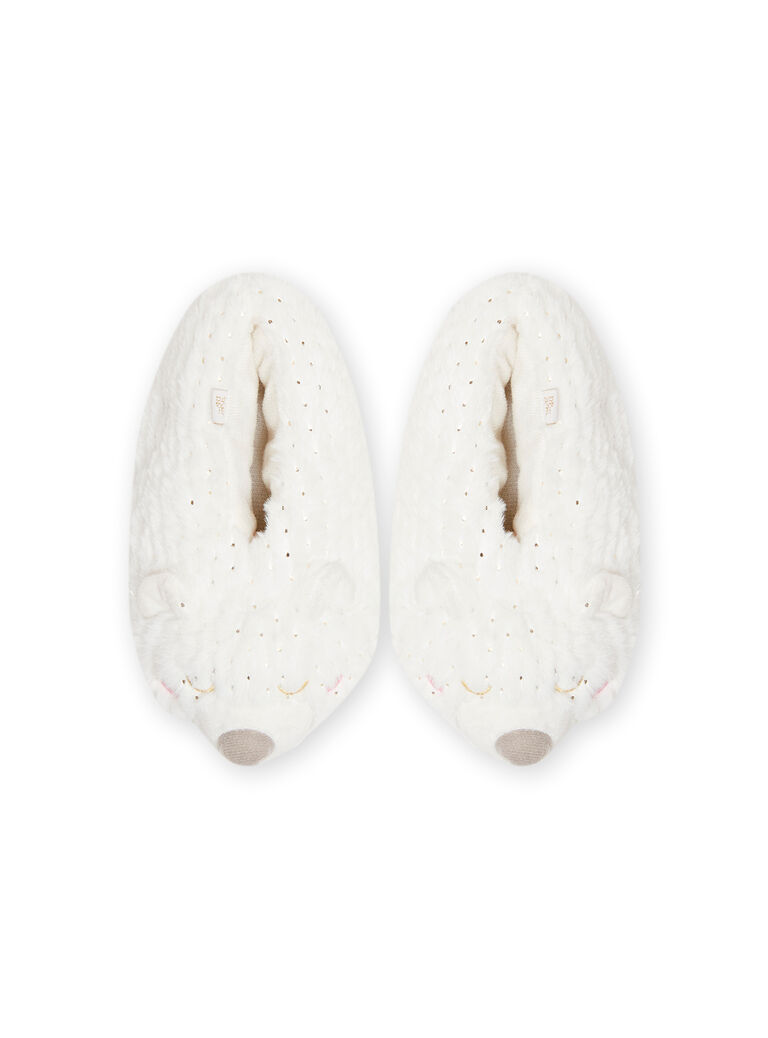Pantoufles blanches ours 3D enfant fille