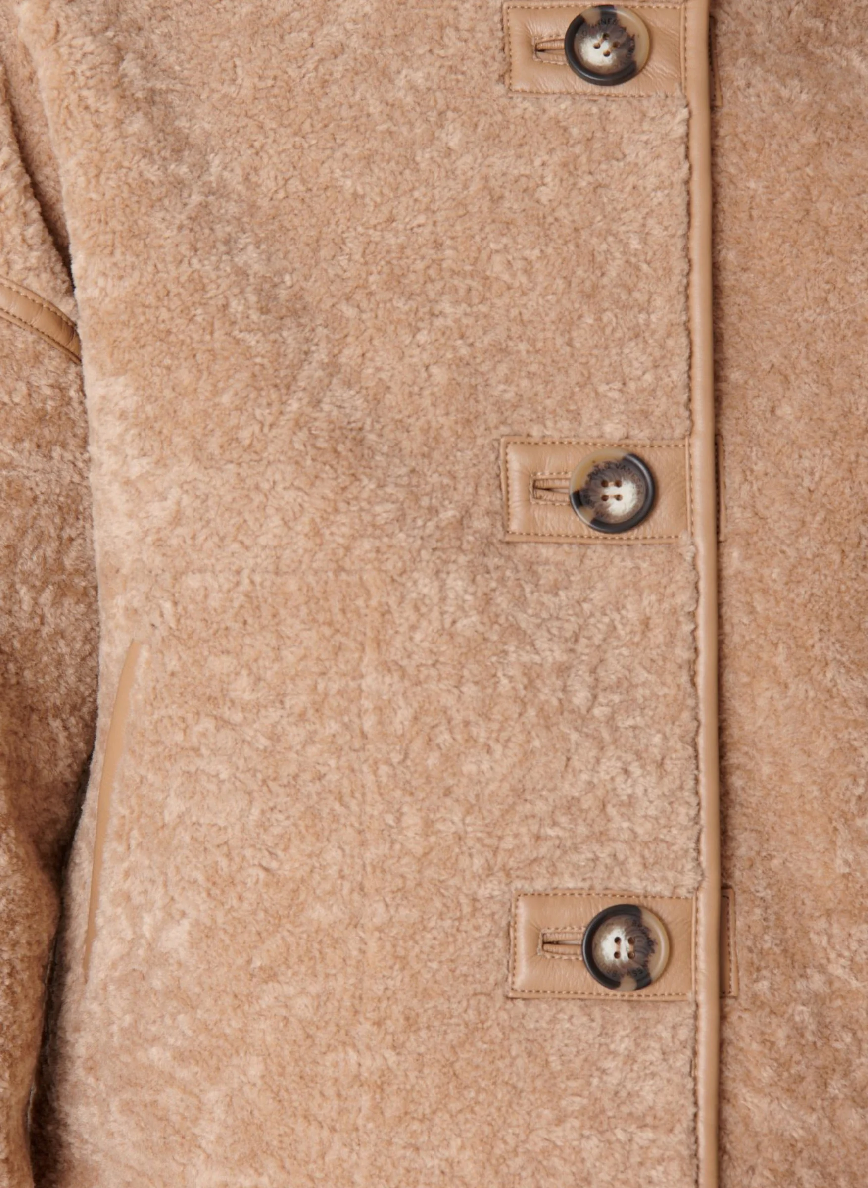 DUOMO - Blouse ample effet cuir et shearling | Beige