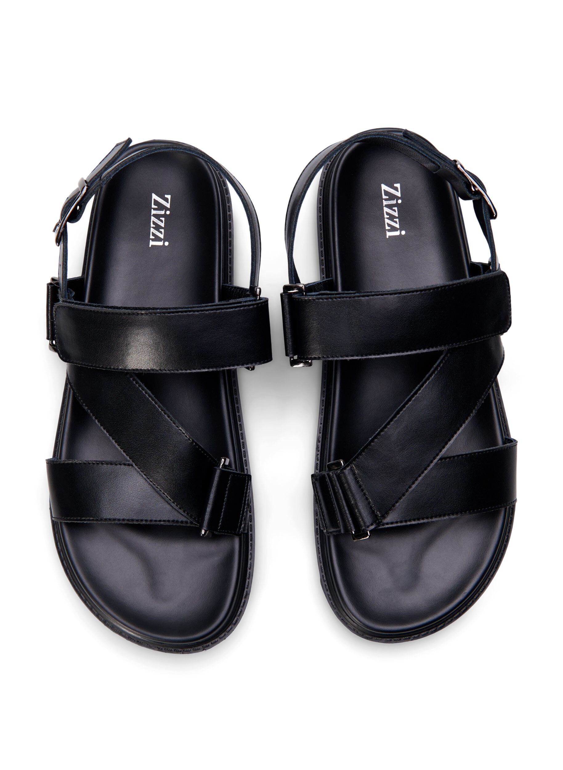 Wide fit - Lædersandal med justerbare stropper