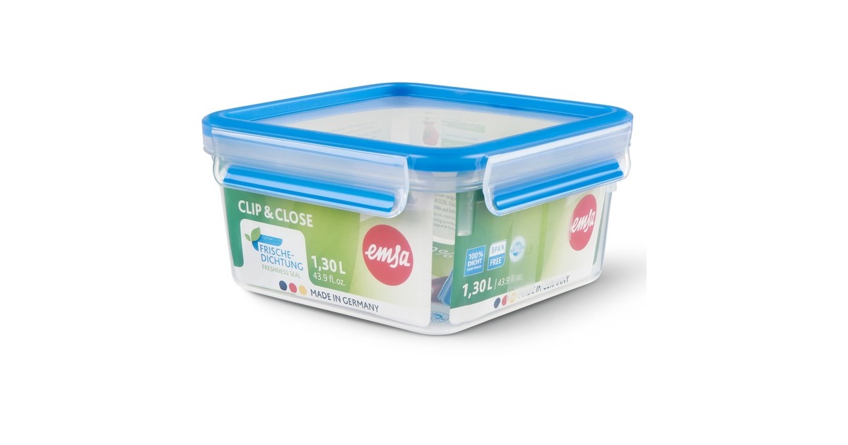 EmsaClip & Close Vershouddoos 1,3 l  (Transparant/blauw)