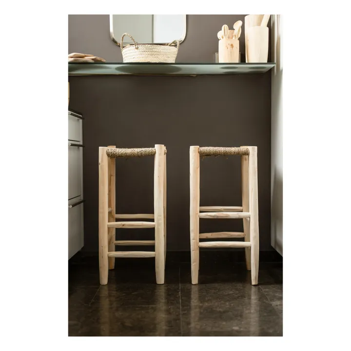 Cosydar Tabouret de bar en bois brut et palme