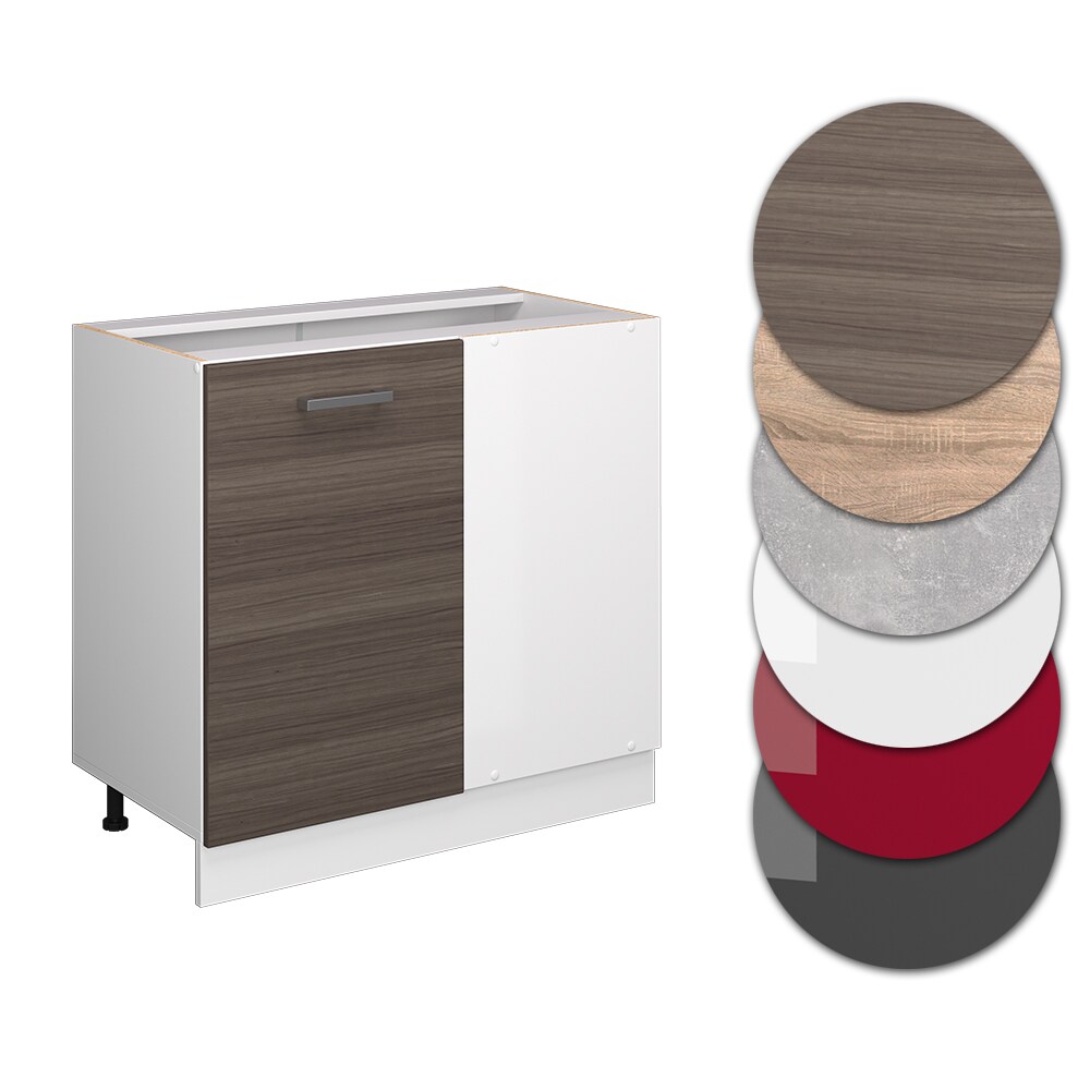 Vicco Eckunterschrank Küchenschrank Küchenzeile R-Line 86 cm Weiß Edelgrau Tür