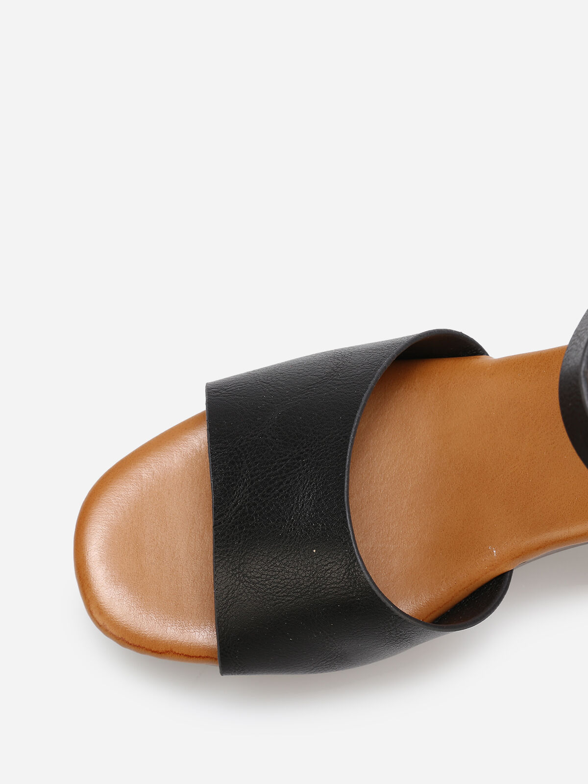 Sandales à plateforme effet bois- Noir