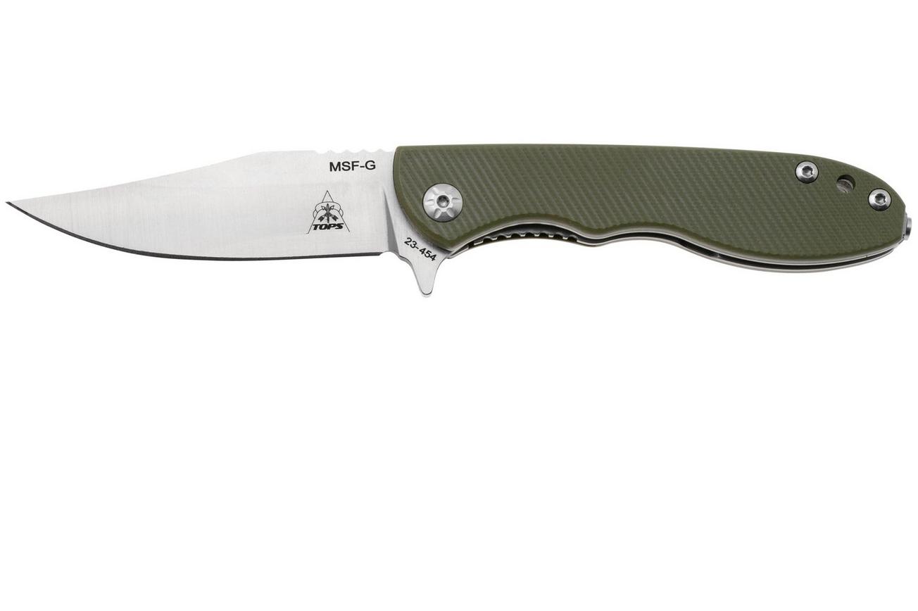 TOPS Knives Mini Scandi Folder MSF-G, Satin Elmax, Green G10, zakmes