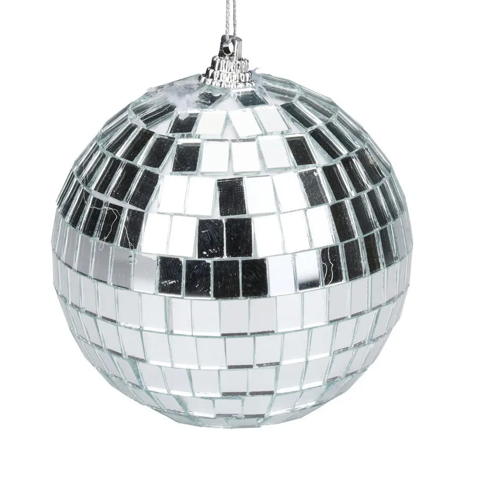 Articasa Disco kerstballen - 6x st - zilver - D6 cm - kunststof