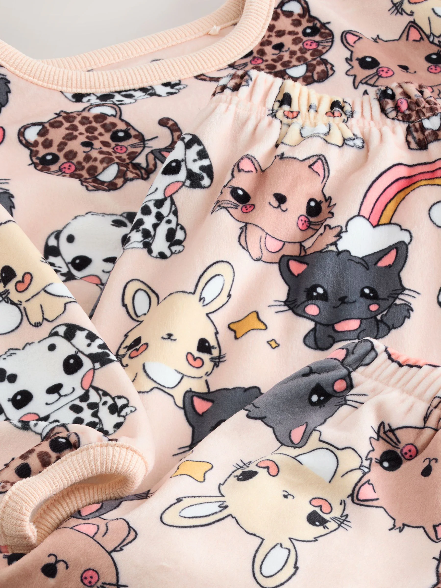 Ecru/bruine dieren - Behaaglijke fleece pyjama (9 mnd-10 jr)
