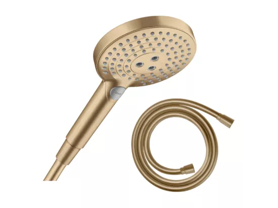 Pommeau de douche HANSGROHE Raindance Select S EcoSmart 120 3 jets + flexible 125 cm HANSGROHE Isiflex bronze brossé
